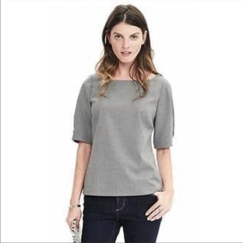 BANANA REPUBLIC Puff Sleeve Gray Blouse M